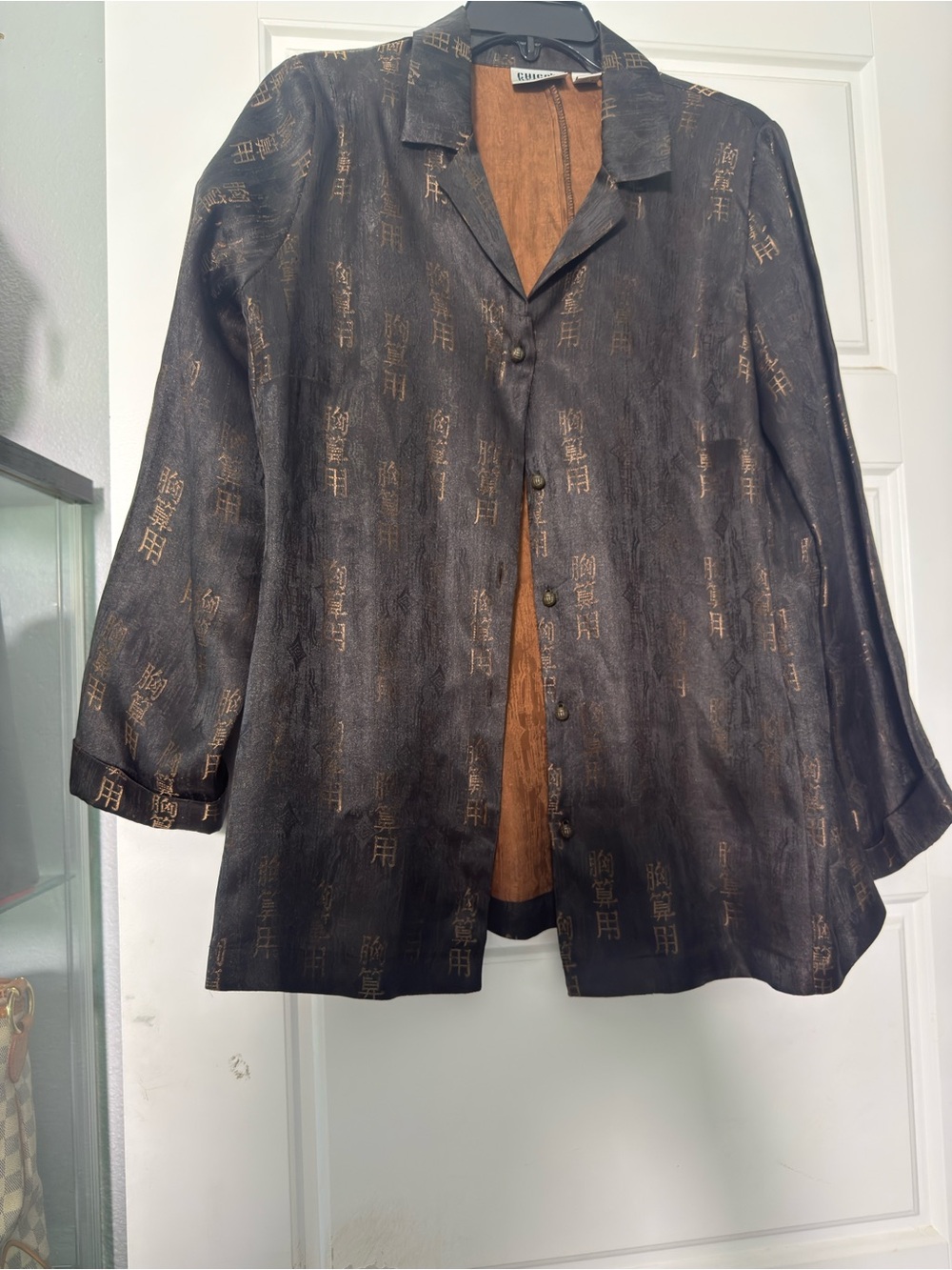 Chico's Black Blazer with Brown Printed Accents